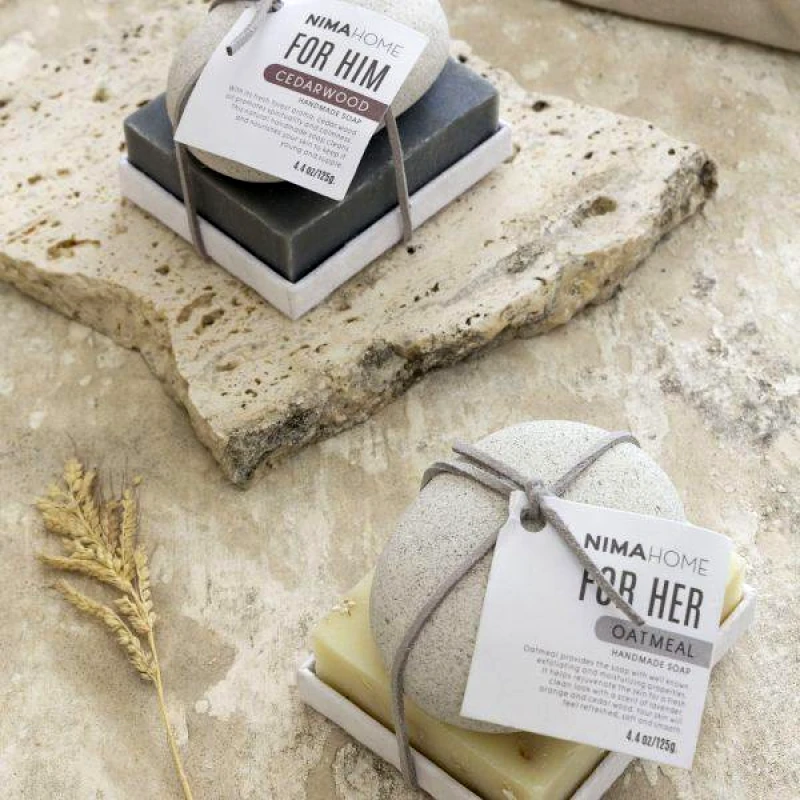 Nima Nima Home Σετ Σαπούνι χειροποίητο 125g + Πέτρα απολέπισης - Oatmeal