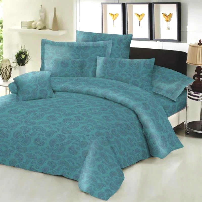Komvos Παπλωματοθήκη ΚΟΜΒΟΣ Cotton Line Printed Lahor Petrol Υπέρδιπλη 220x240