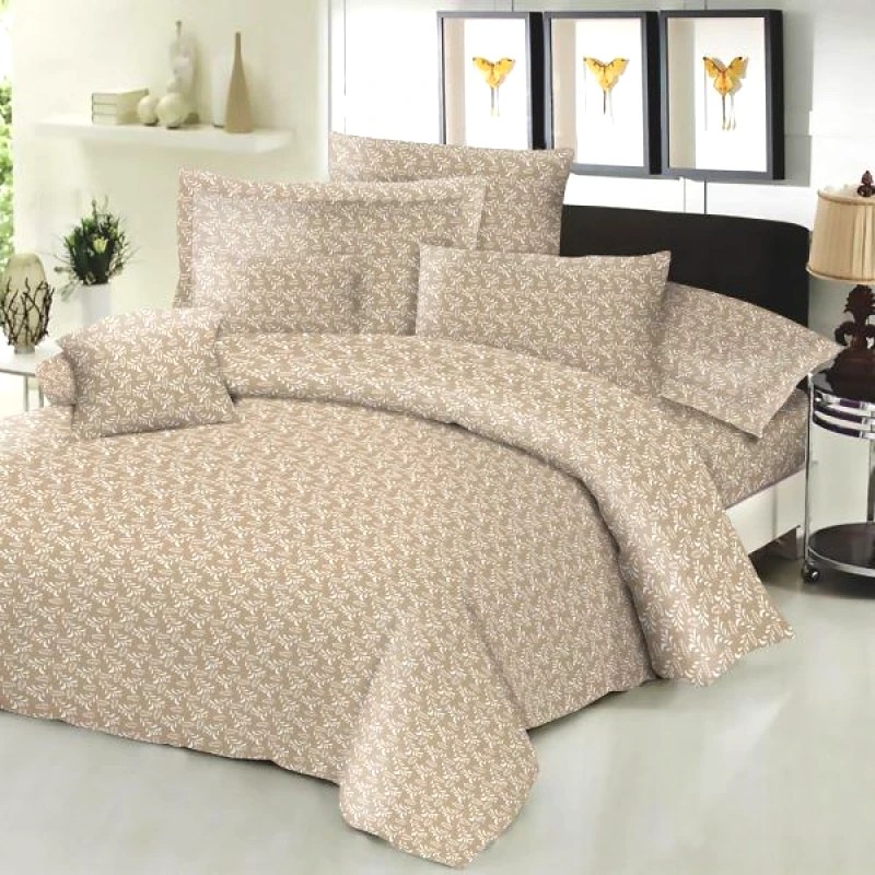 Komvos Παπλωματοθήκη ΚΟΜΒΟΣ Cotton Line Printed Fern Beige Διπλή 200x240