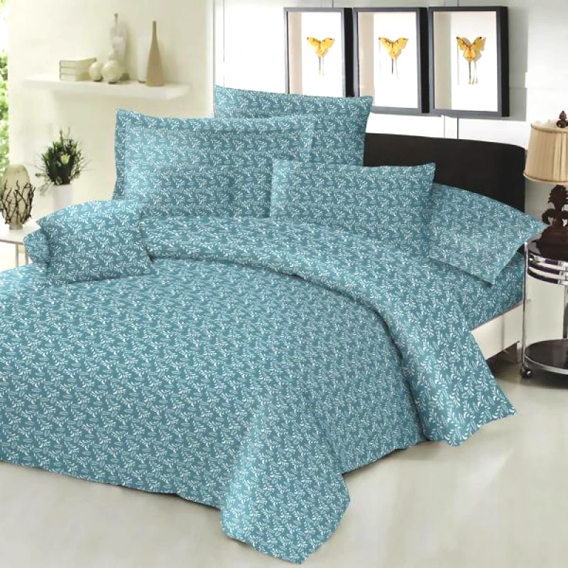 Komvos Παπλωματοθήκη ΚΟΜΒΟΣ Cotton Line Printed Fern Petrol Διπλή 200x240