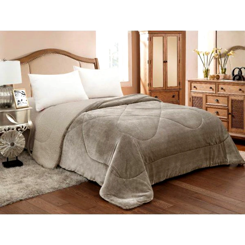ADAM HOME ΚΟΥΒΕΡΤΟΠΑΠΛΩΜΑ FLANNEL/SHERPA 160X220 (809) TAUPE