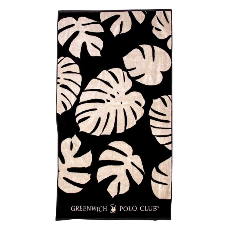 Greenwich Polo Club Greenwich Polo Club Πετσετα Θαλασσησ 90Χ180 3773 Εκρου - Μαυρο Εκρου - Μαυρο