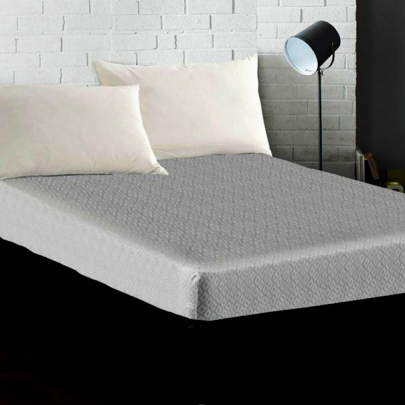 Komvos Επίστρωμα Προστασίας ΚΟΜΒΟΣ Ζακάρ PolyCotton White Μονό 100x200+40