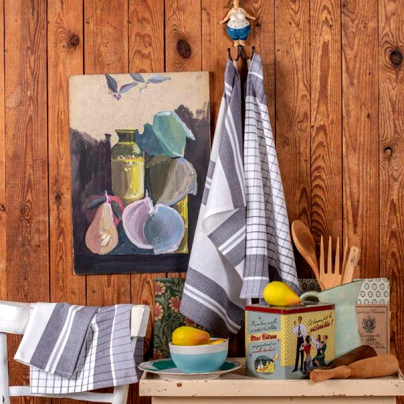 Melinen Home Melinen Home Πετσέτες Κουζίνας Σετ 4 Τεμαχιων Pepper Grey 40Χ60