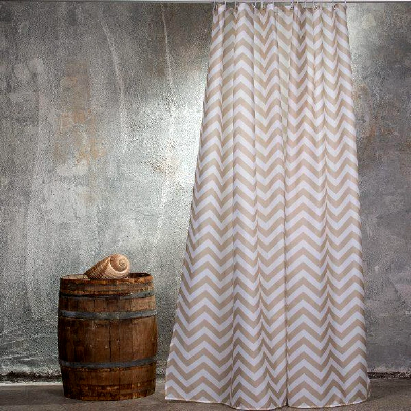 Melinen Home Melinen Home Κουρτινα Μπανιου 180X200 Zig Zag Beige 200(Υ)