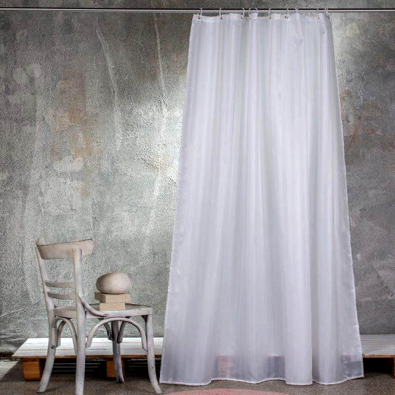 Melinen Home Melinen Home Κουρτινα Μπανιου 180Χ180 Jacquard Λευκη 180(Υ)
