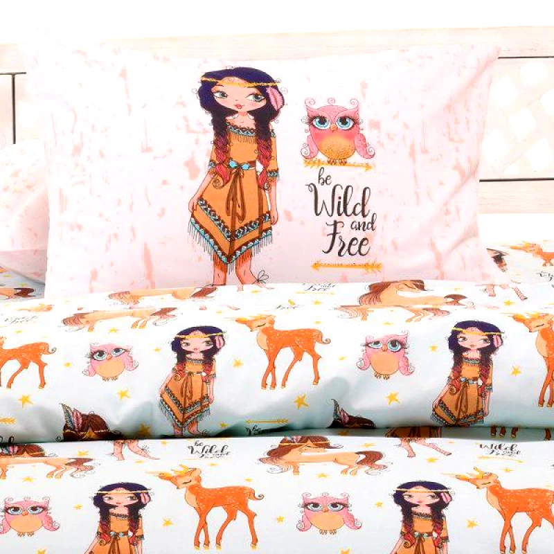 Melinen Home Melinen Home Σετ Μαξιλαροθήκες Indian Girl Light Blue Kids Line 50X70