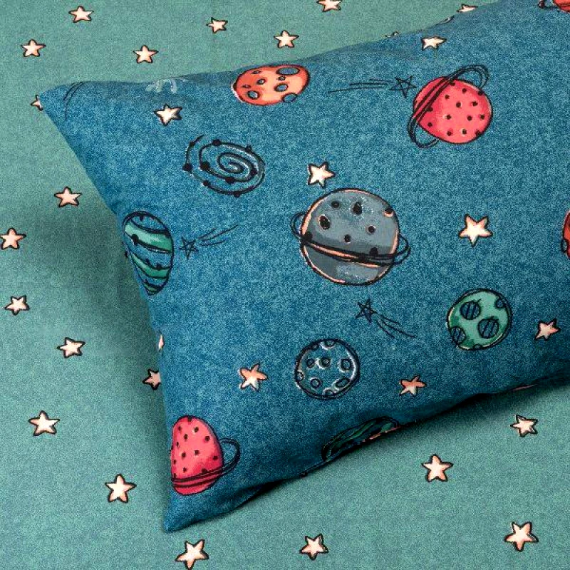 Melinen Home Melinen Home Ζεύγος Μαξιλαροθήκες Κομποζε 50x70 Kids Line Galaxy Petrol