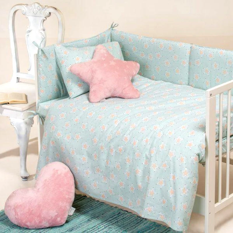 Melinen Home Melinen Home Πάντα Κούνιας 40x195 Baby Line Mini Stars Aqua