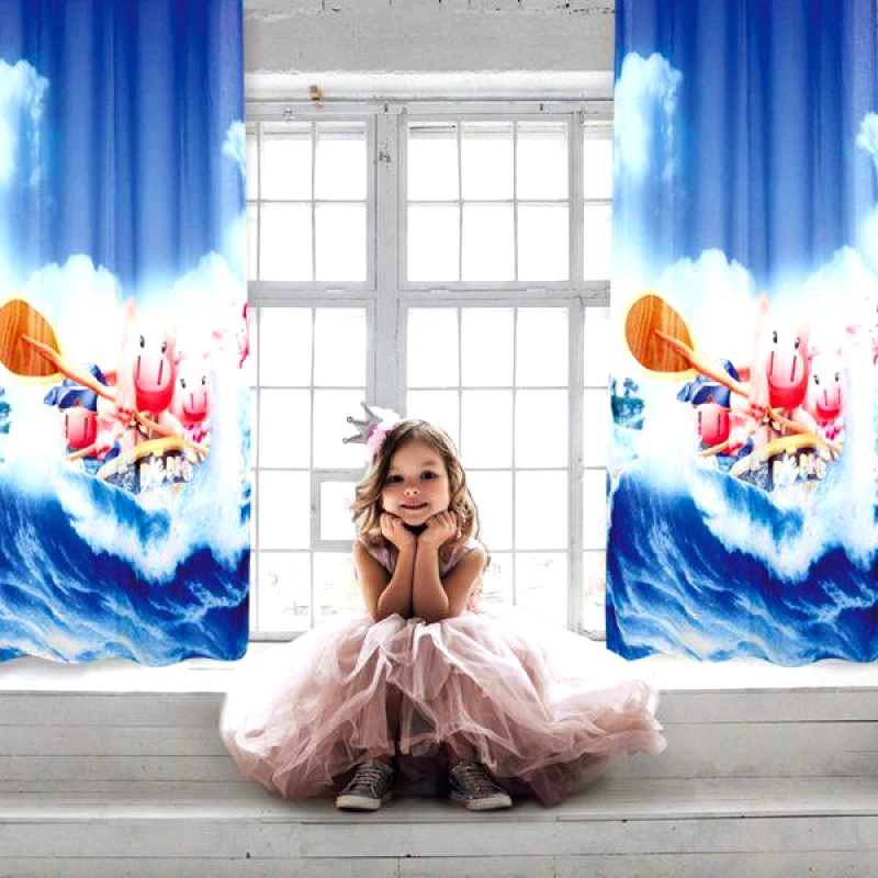 Das kids Das Kids 2122 Κουρτίνα με κρίκους 140x280 Μπλε-σιελ-σομον Curtain