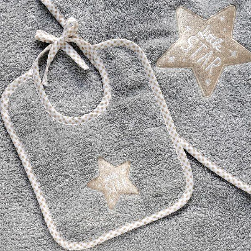 Melinen Home Melinen Home Σαλιαρα 20x25 Baby Collection Little Star Grey