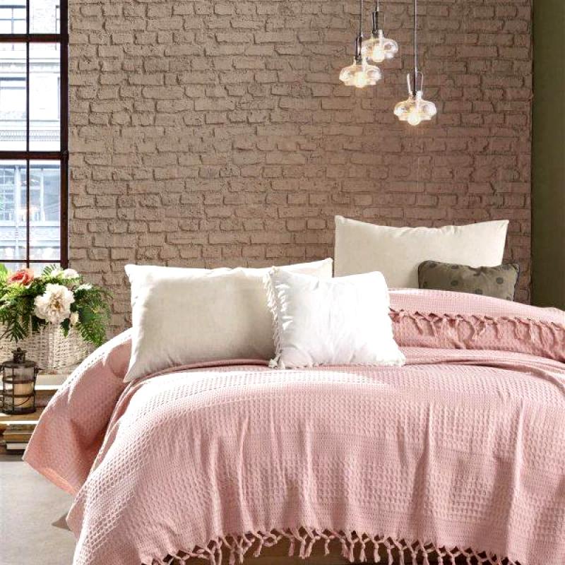 Dimcol DIMcol ΚΟΥΒΕΡΤΑ ΠΙΚΕ ΕΝΗΛ Cotton 100% 220Χ240 Dobby Cashmere Pink