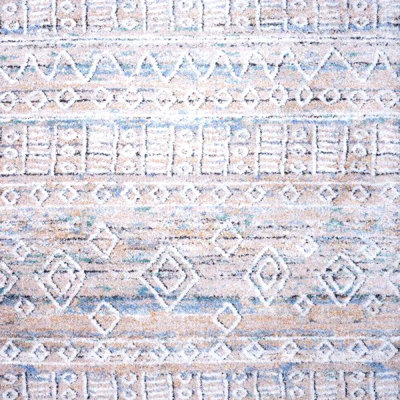 Colore Colori Shaggy χαλί Vesna 8495/110 μπεζ γαλάζιο με έθνικ σχήματα - 1,40x2,00 Colore Colori