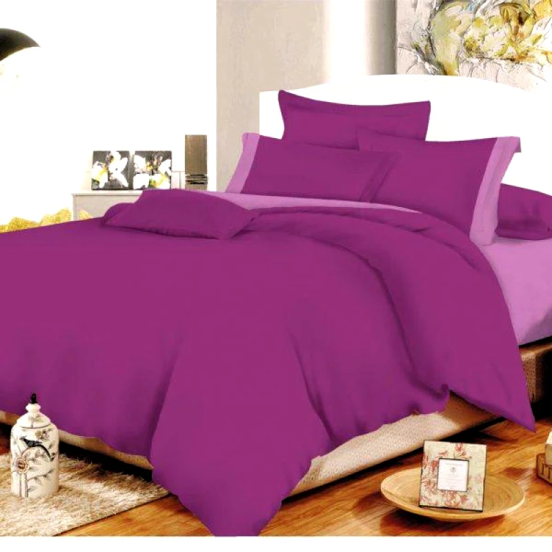 Κόμβος Σετ Σεντόνια Κομβος Cotton Line Mauve - Lilac Μονόχρωμα Με Φάσα Υπέρδιπλα 220x240