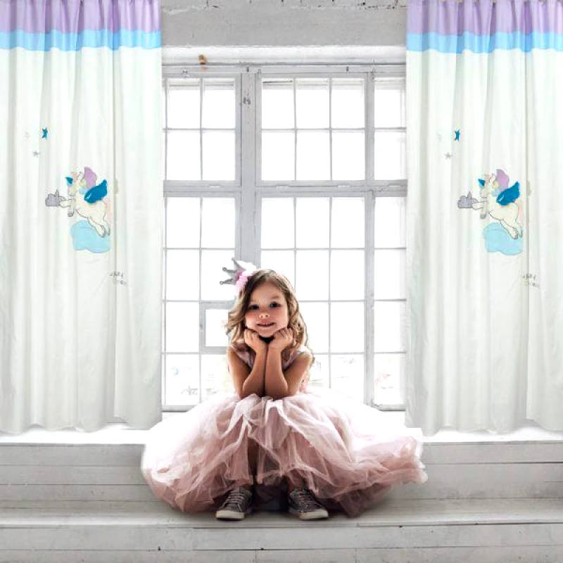 DAS BABY Das Baby 6463 Κουρτίνα με κρίκους 140x260 Κρεμ-ροζ Smile