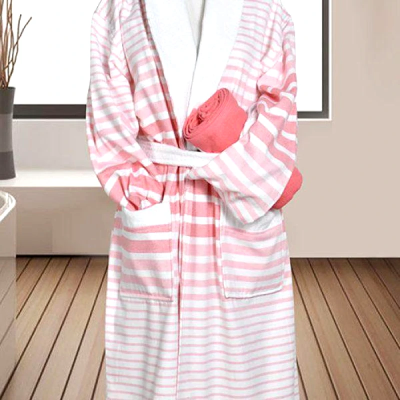 Homeline Homeline 890 Μπουρνούζι Ρίγα 100% Cotton Σομόν - Σομόν, S/M