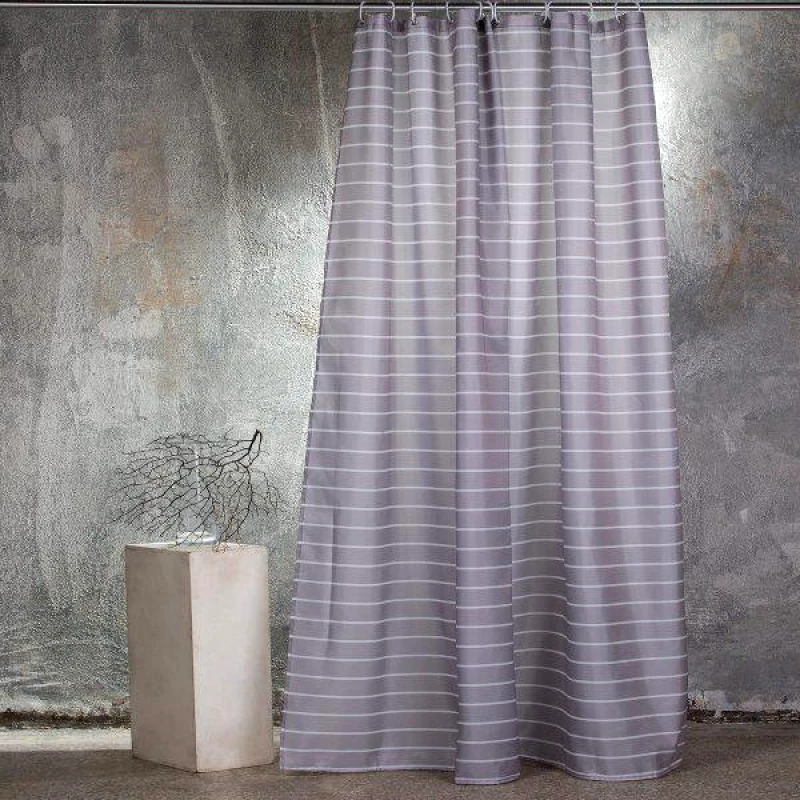 Melinen Home Melinen Home Κουρτινα Μπανιου 180X200 Stripe Grey 200(Υ)