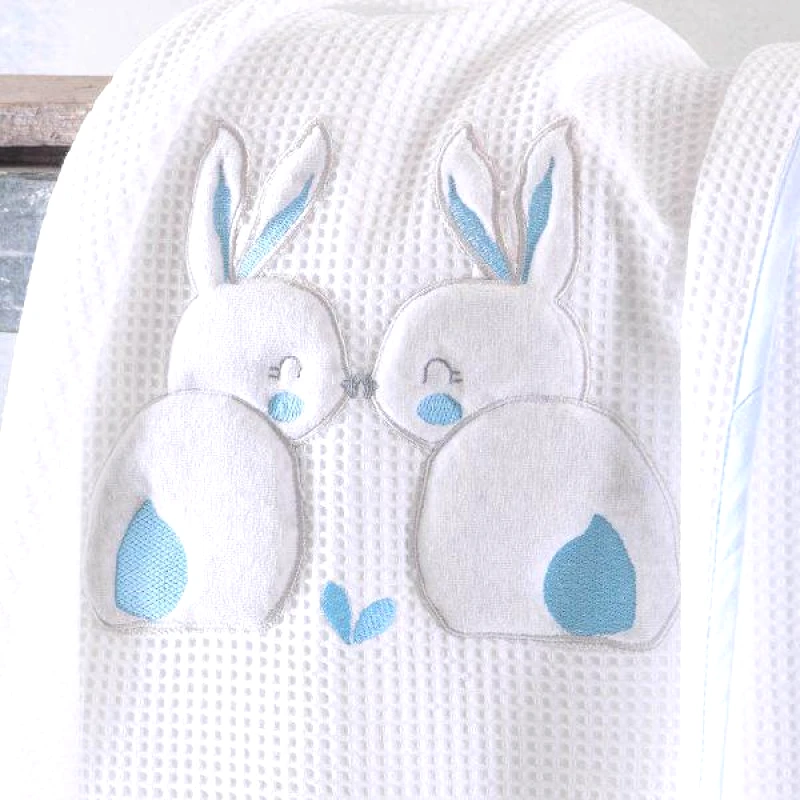 Rythmos Rythmos Rabbitty Σιελ - Koybeρτα Πικε Με Κεντημα 120X150