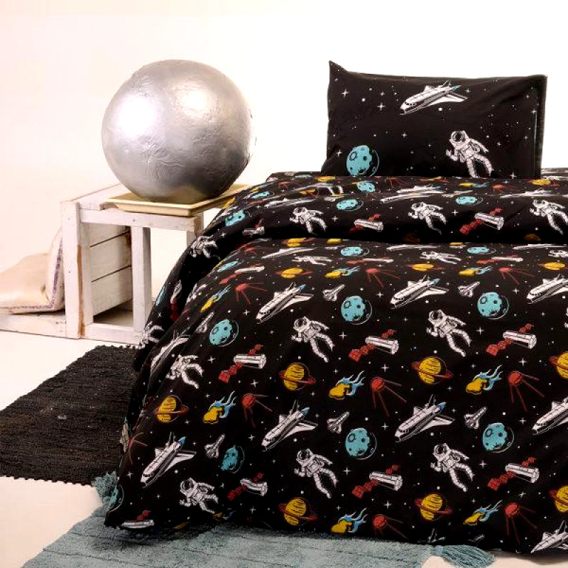 Melinen Home Melinen Home Σετ Σεντονια Μονα (Λ) Planet Black Kids Line 170Χ270