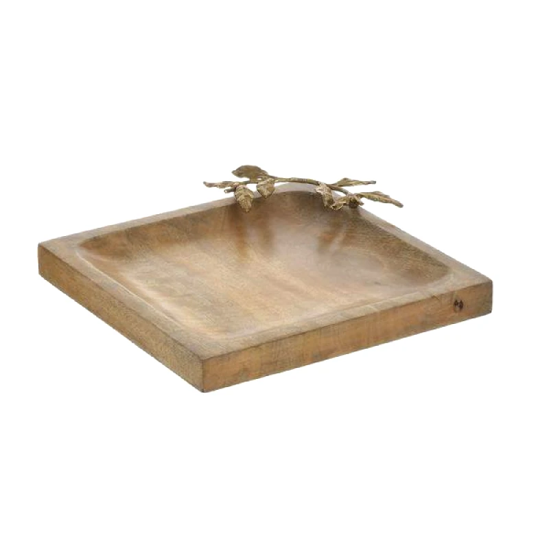 InArt INART ΔΙΣΚΟΣ ΞΥΛΙΝΟΣ/ΑΛΟΥΜΙΝΙΟΥ NATURAL/ΧΡΥΣΟΣ 25Χ25Χ5 Χρυσό,Φυσικό μπεζ Αλουμίνιο Μάνγκο 3-70-155-0013