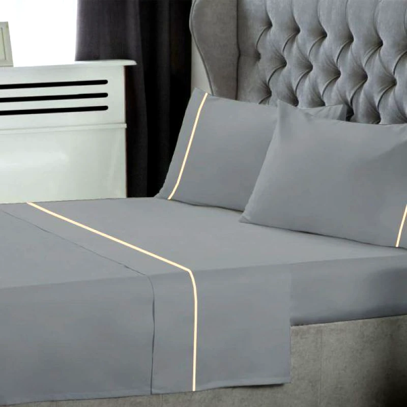 Le Blanc Σετ Σεντόνια Le Blanc Μονόχρωμα με Φυτίλι Polycotton 50/50 TC144 Light Grey Μονά 170x270