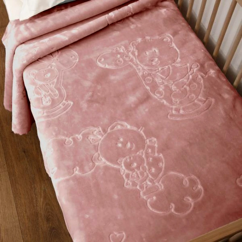 Anna Riska Κουβέρτα Αγκαλιάς 80x110 Βελουτέ Bear 2 Blush Pink φωτογραφία