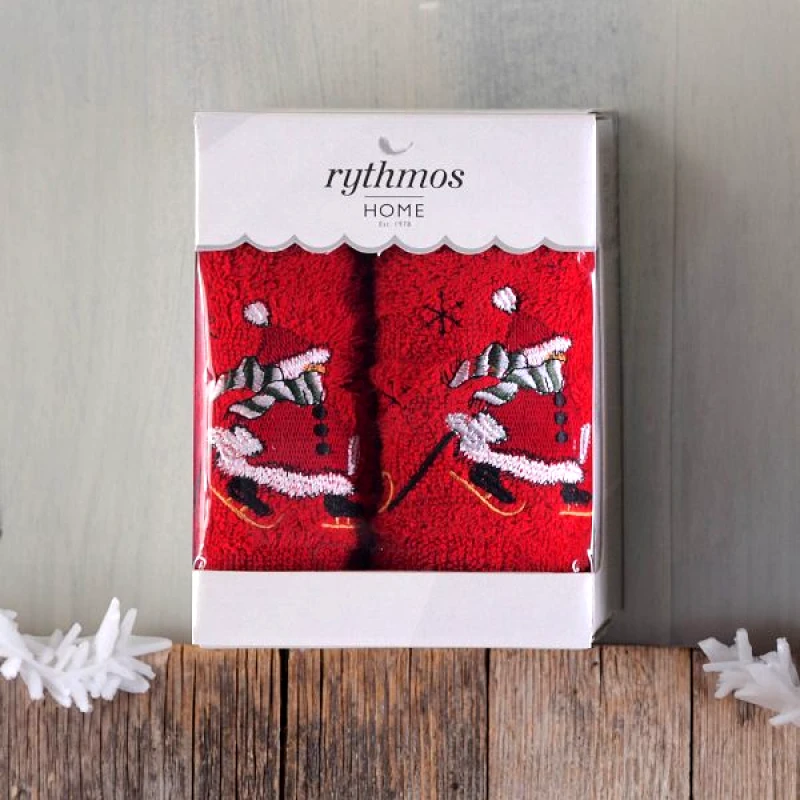 Rythmos Rythmos Christmas Terry Gift Set (4 Χιονανθρωποσ) Χεριων 2Χ(30Χ50) Κοκκινο-Κοκκινο