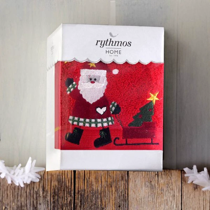 Rythmos Christmas Terry Gift Set (1 Αγιοσ Βασιλησ) Προσωπου (50X90) Κοκκινο φωτογραφία