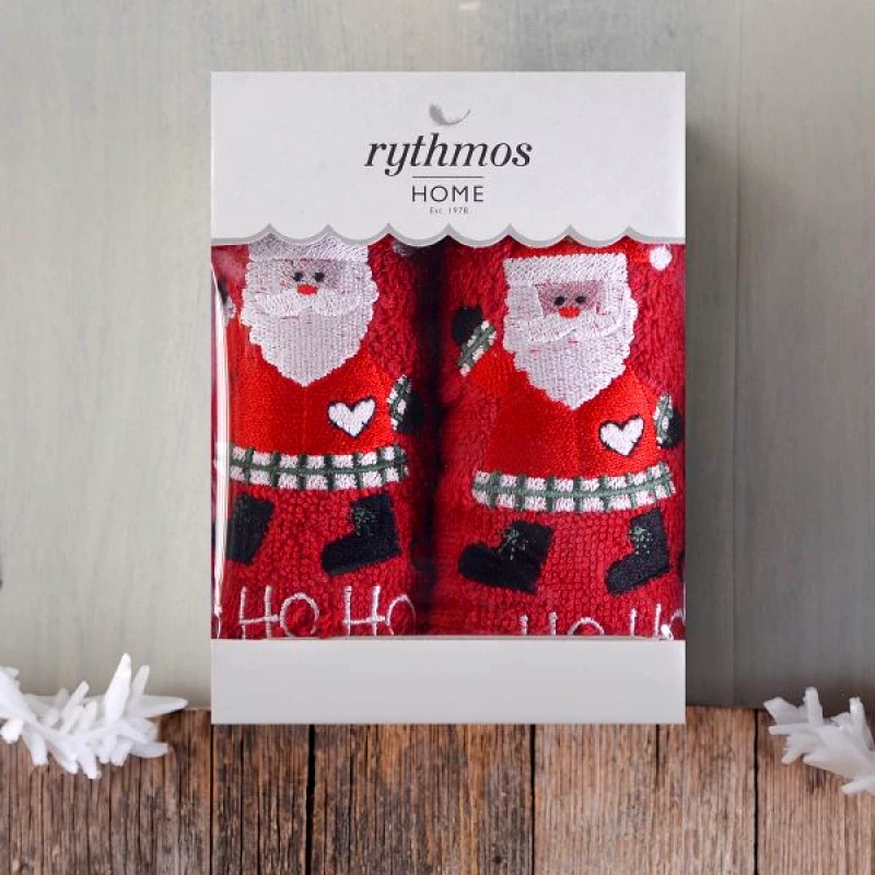 Rythmos Rythmos Christmas Terry Gift Set (1 Αγιοσ Βασιλησ) Χεριων 2Χ(30Χ50) Κοκκινο-Κοκκινο