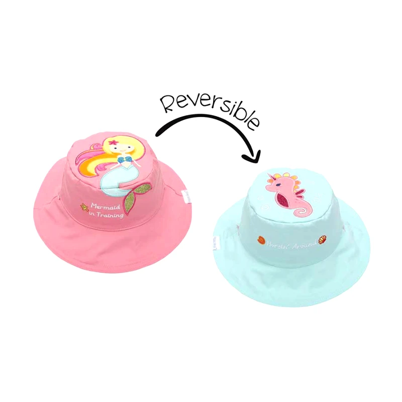 Mermaid | Seahorse Παιδκό Καπέλο Διπλής Όψης, UPF 50 Blue φωτογραφία