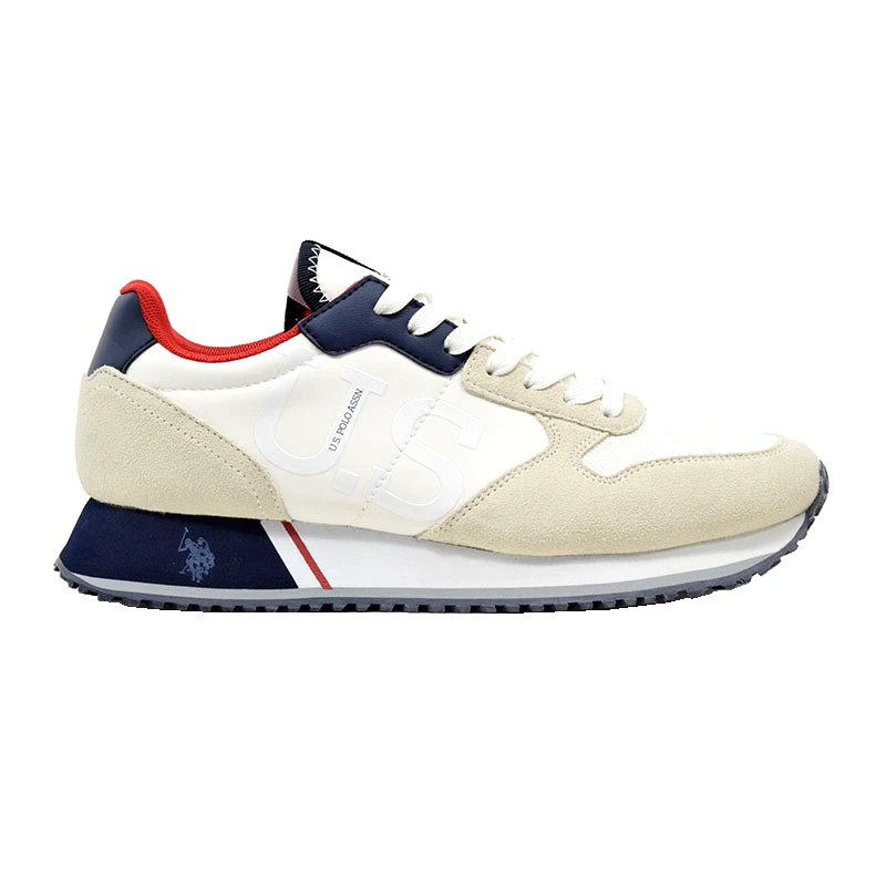 U.S.Polo Assn. Ανδρικά sneakers U.S.POLO ASSN CLEEF008-WHI-BLU04 TEXTILE-SUEDE λευκό