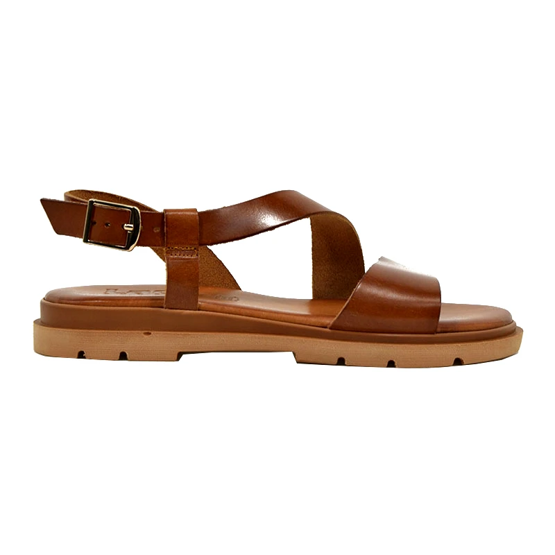 Lady Shoes Γυναικεία πέδιλα Lady Shoes 612 ταμπά δέρμα