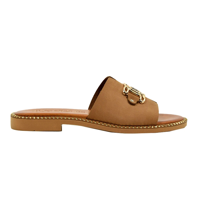 Lady Shoes Γυναικείες παντόφλες Lady Shoes 103/03 ταμπά δέρμα nubuk