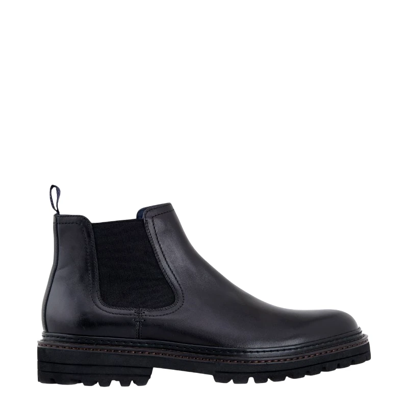 Renato Garini Ανδρικά μποτάκια Renato Garini 011-15W BLACK WAXEDCOW LEA V515W0112002 μαύρο δέρμα