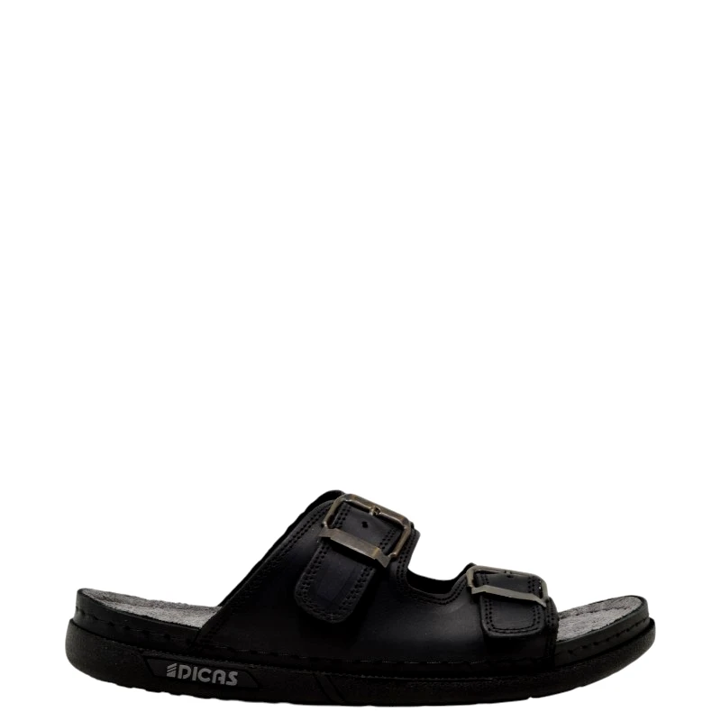 Dicas Ανδρικές παντόφλες Dicas M01 BLACK μαύρο δέρμα nubuck