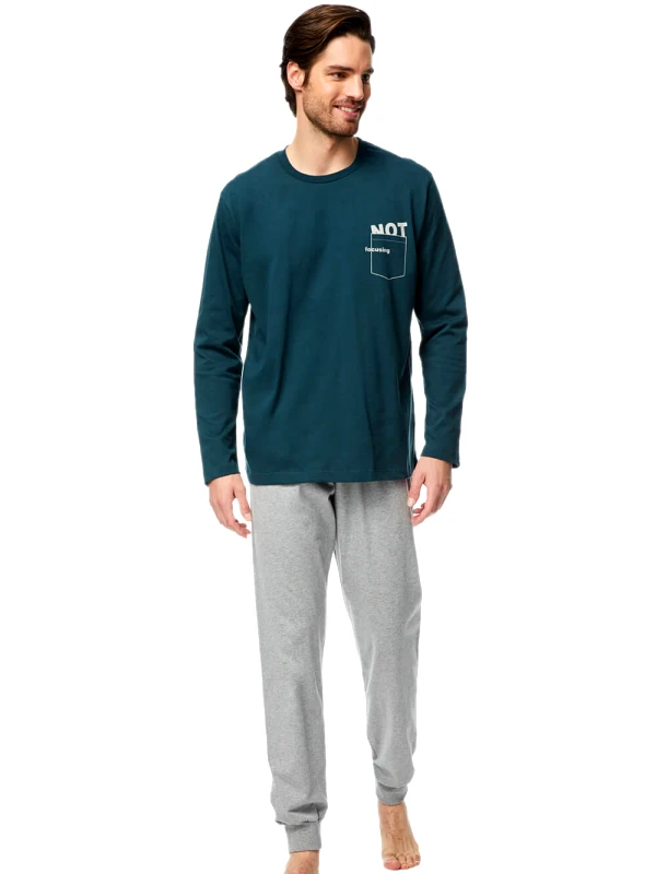 Minerva Ανδρική Πυτζάμα MINERVA POSITIVITY - 100% Βαμβάκι Interlock - Smart Choice FW23/24