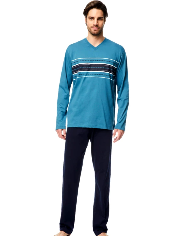 Minerva Ανδρική Πυτζάμα MINERVA STRIPE - 100% Βαμβάκι Interlock - Smart Choice FW23/24