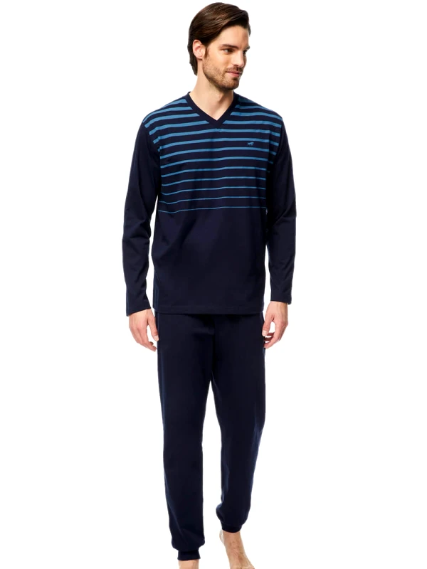 Minerva Ανδρική Πυτζάμα MINERVA Bull Stripes - 100% Βαμβάκι Interlock - Smart Choice FW23/24