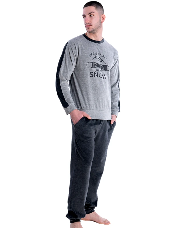 Rachel Ανδρική Πυτζάμα RACHEL - Απαλό Βελούδο- Extra Ζεστή - Smart Choice FW23/24