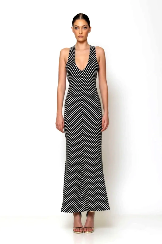 Φόρεμα Μακρύ Ριγέ Με Ανοιχτή Πλάτη C-THROU