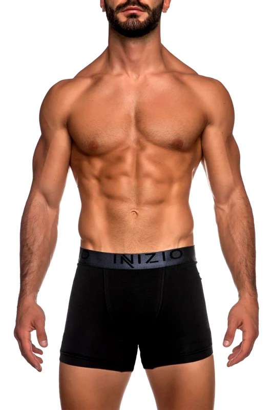 INIZIO ΜΑΥΡΟ BOXER ΜΕ ΜΑΚΡΥ ΠΟΔΙ ΚΑΙ ΕΞΩΤΕΡΙΚΟ ΛΑΣΤΙΧΟ LOGO ΙΝΙΖΙΟ ΣΕ ΥΠΕΡΜΕΓΕΘΗ 44200-BS ΜΑΥΡΟ/ΑΝΘΡΑΚΙ
