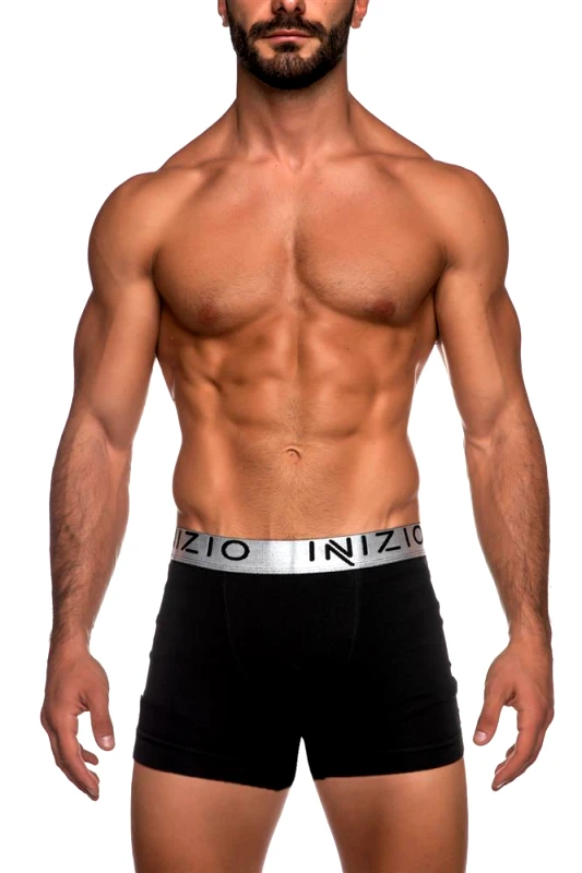 INIZIO ΜΑΥΡΟ BOXER ΜΕ ΜΑΚΡΥ ΠΟΔΙ ΚΑΙ ΕΞΩΤΕΡΙΚΟ ΛΑΣΤΙΧΟ LOGO ΙΝΙΖΙΟ ΣΕ ΥΠΕΡΜΕΓΕΘΗ 44200-BS ΜΑΥΡΟ/ΑΣΗΜΙ