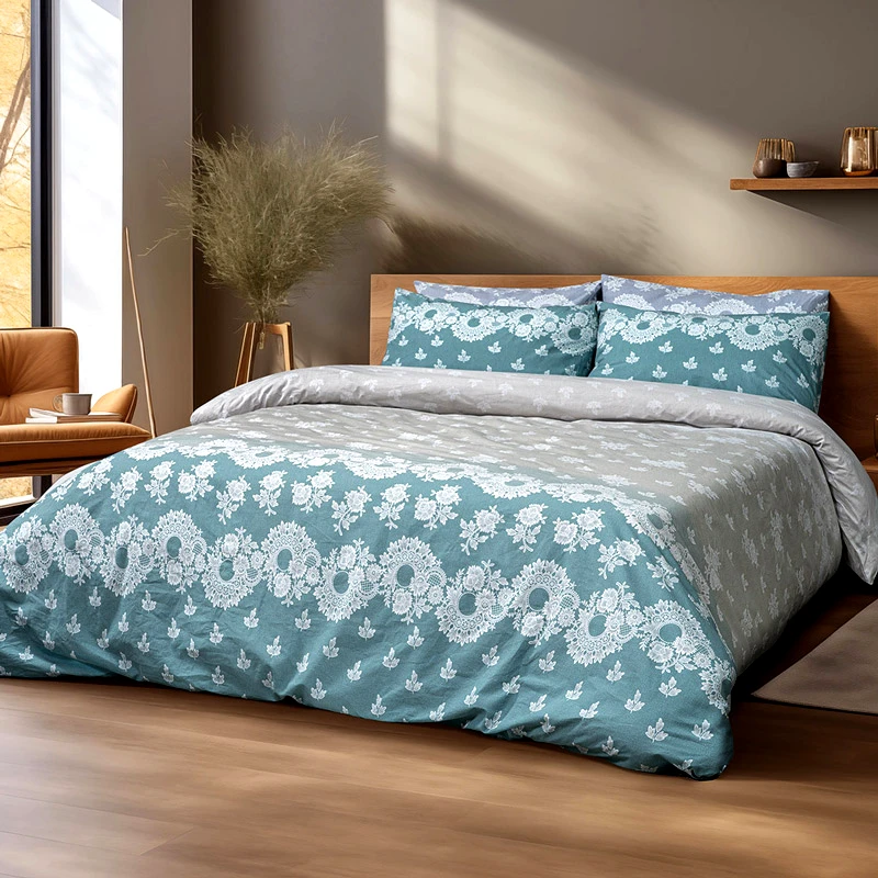Beauty Home Σεντόνια King Size Σετ Beauty Home Palm 12186 Petrol 270x260