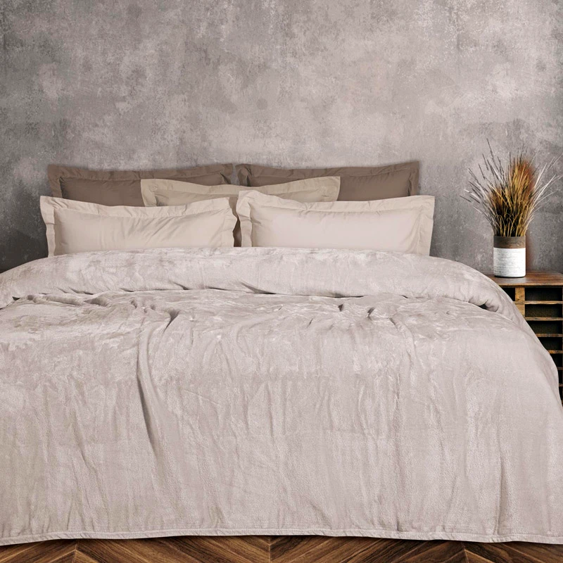 Das Home Κουβέρτα Fleece Υπέρδιπλη Das Home Velour 1345 Beige 220x240
