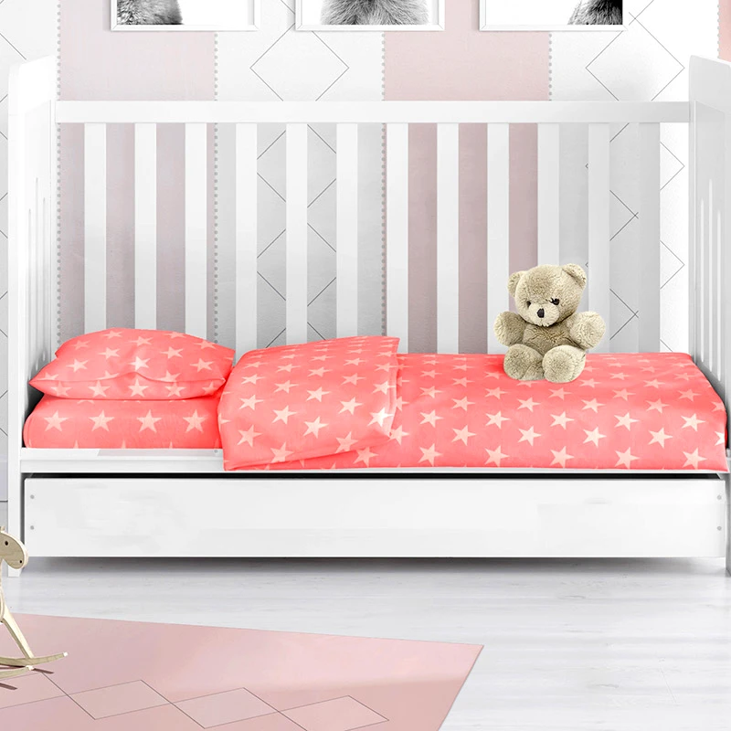 Dimcol Σεντόνι Κούνιας Με Λάστιχο Dimcol Star 34 Coral 70x140+15