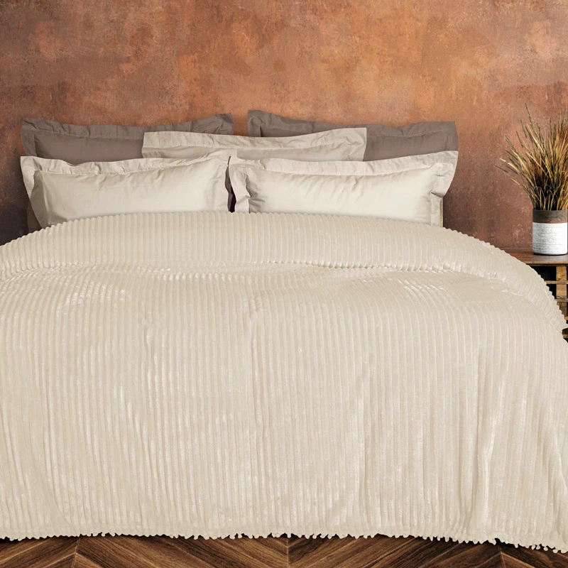 Das Home Κουβέρτα Fleece Υπέρδιπλη Das Home 1353 Ecru 220x240
