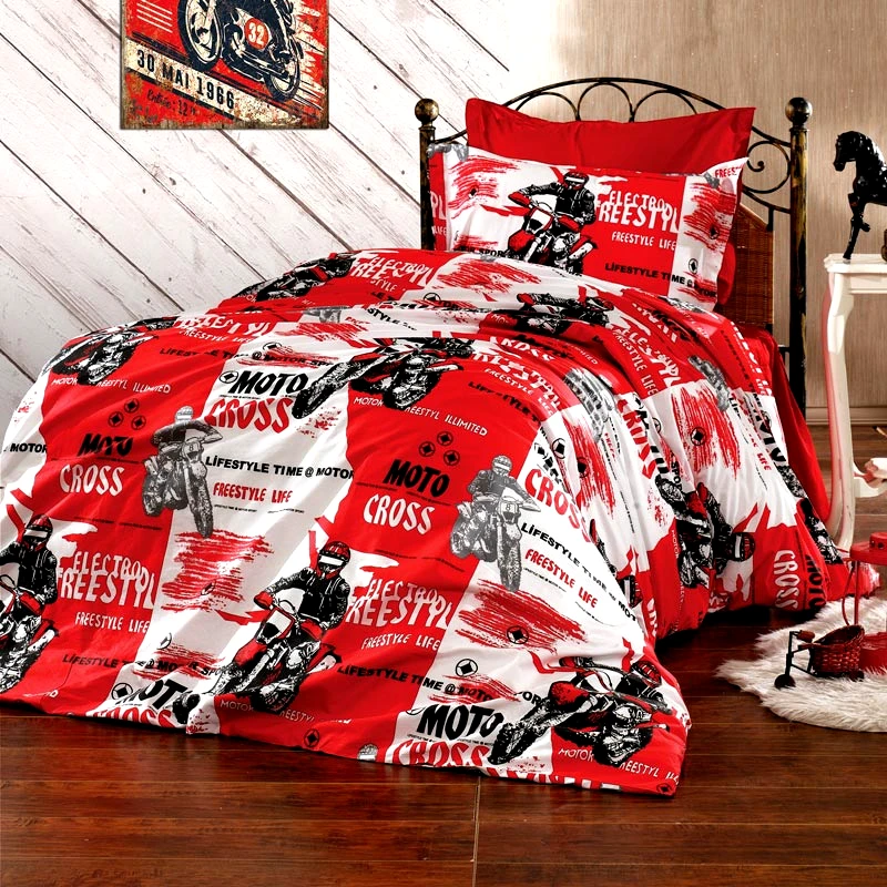 Dimcol Σεντόνια Μονά Σετ Dimcol Motocross 288 Red 160x240