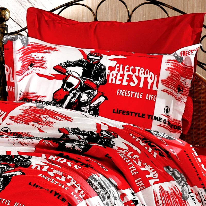 Dimcol Μαξιλαροθήκη Dimcol Motocross 288 Red 50x70