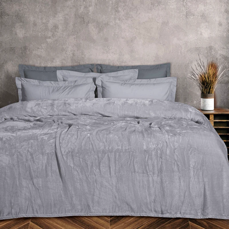 Das Home Κουβέρτα Fleece Υπέρδιπλη Das Home Velour 1342 Grey 220x240
