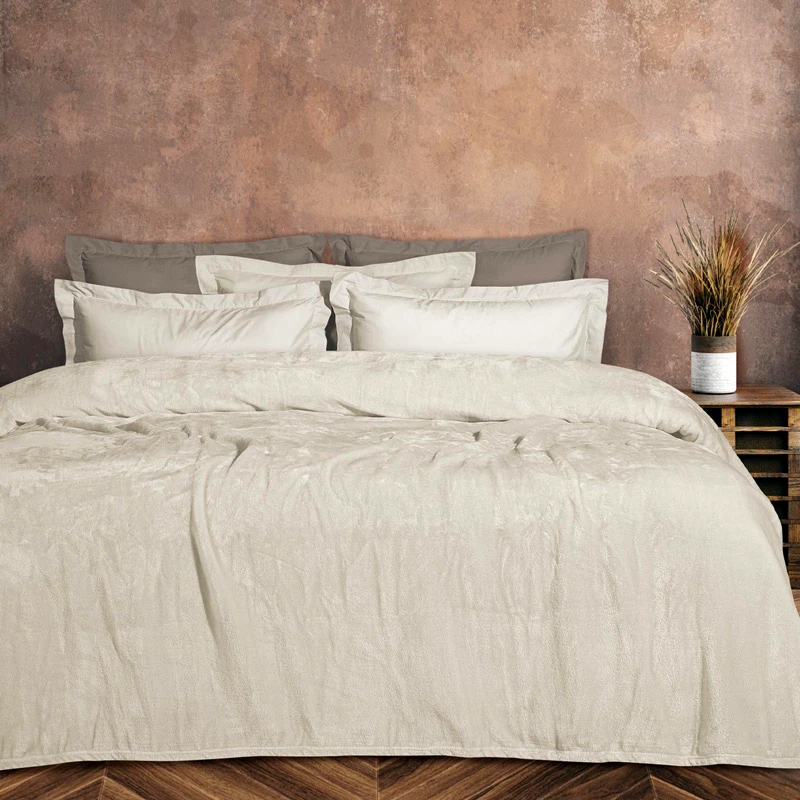 Das Home Κουβέρτα Fleece Υπέρδιπλη Das Home Velour 1341 Ecru 220x240